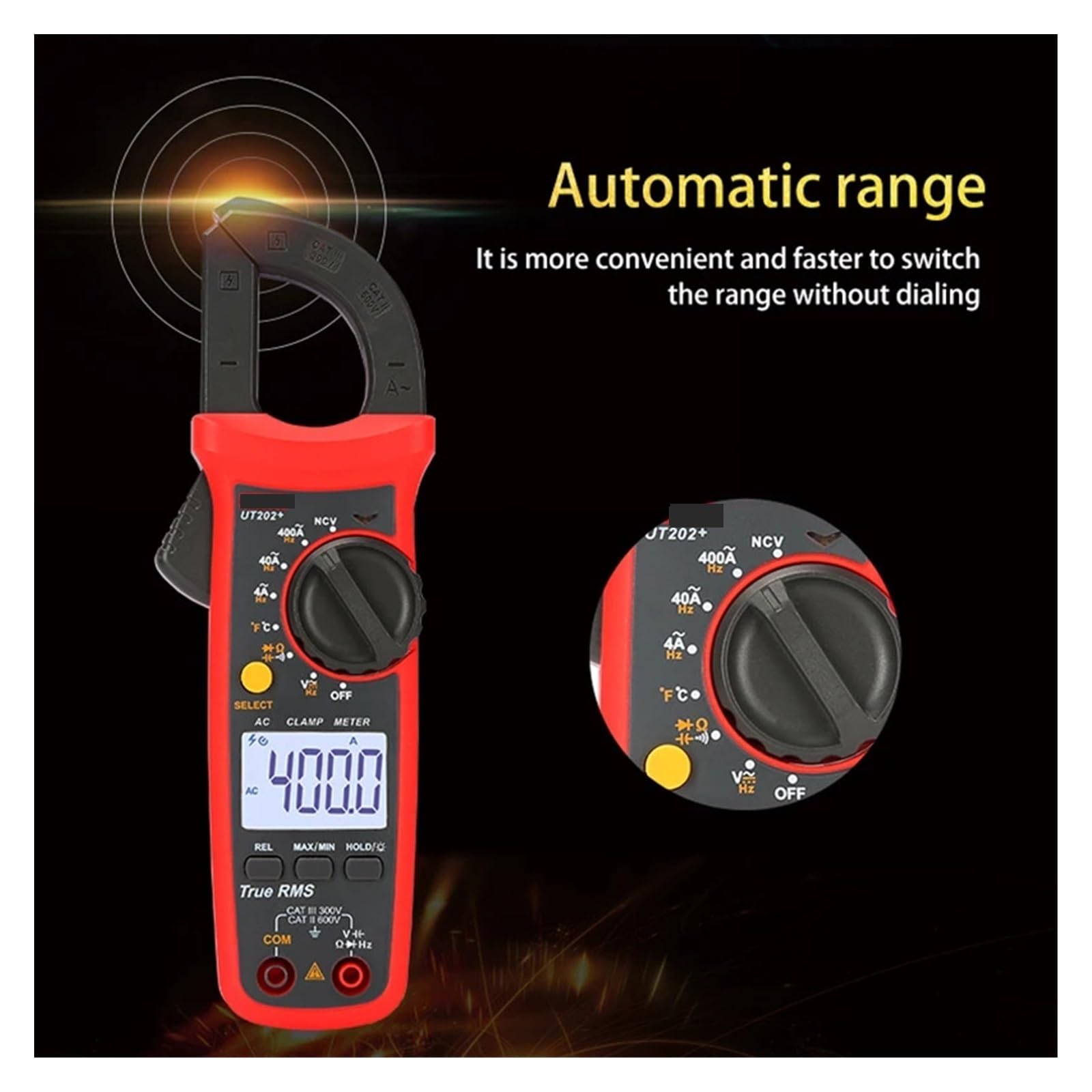 Pinza amperimétrica digital, Pinza Amperimétrica UT202 UT202A UT204 Plus, Voltímetro Digital AC/DC, Amperímetro, Alica, Multímetro Eléctrico Profesional(UT204 PLUS)