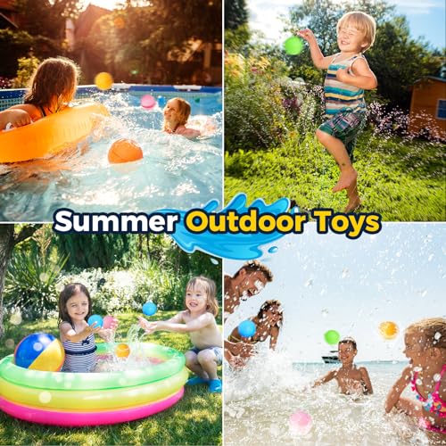 Reusable Water Balloons, Kids Summer Outdoor Toys, Quick Fill Self Sealing Water Bomb for Kids Adult Water Polo Fight Games,Summer Fun Party Water Balls with Storage Bag (8pack)