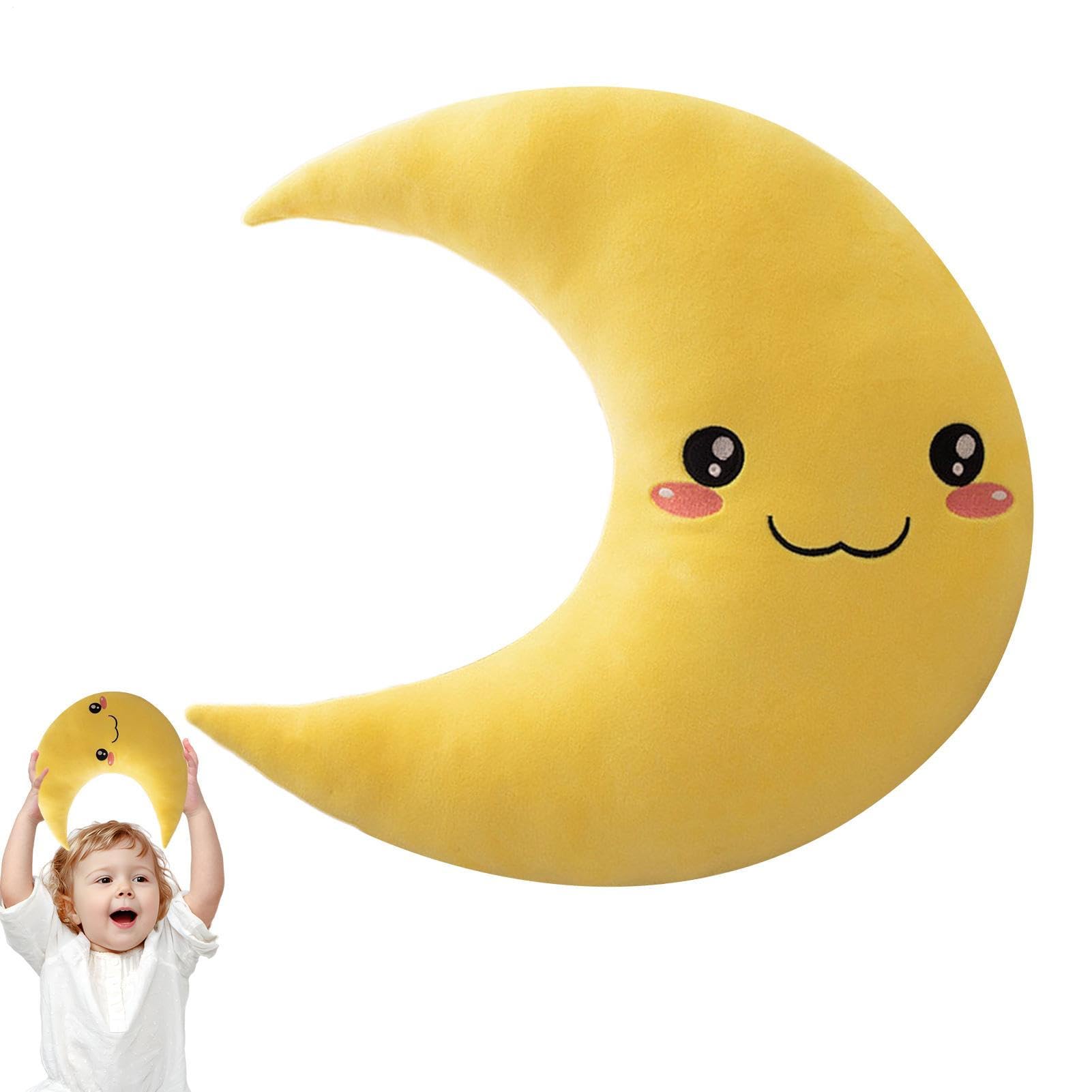Almohada en forma de luna, cojín de peluche suave, almohada de 9.84 pulgadas con función de felpa, accesorio de decoración de guardería, cama con diseño auténtico, regalo para niños para habitación y — view 10