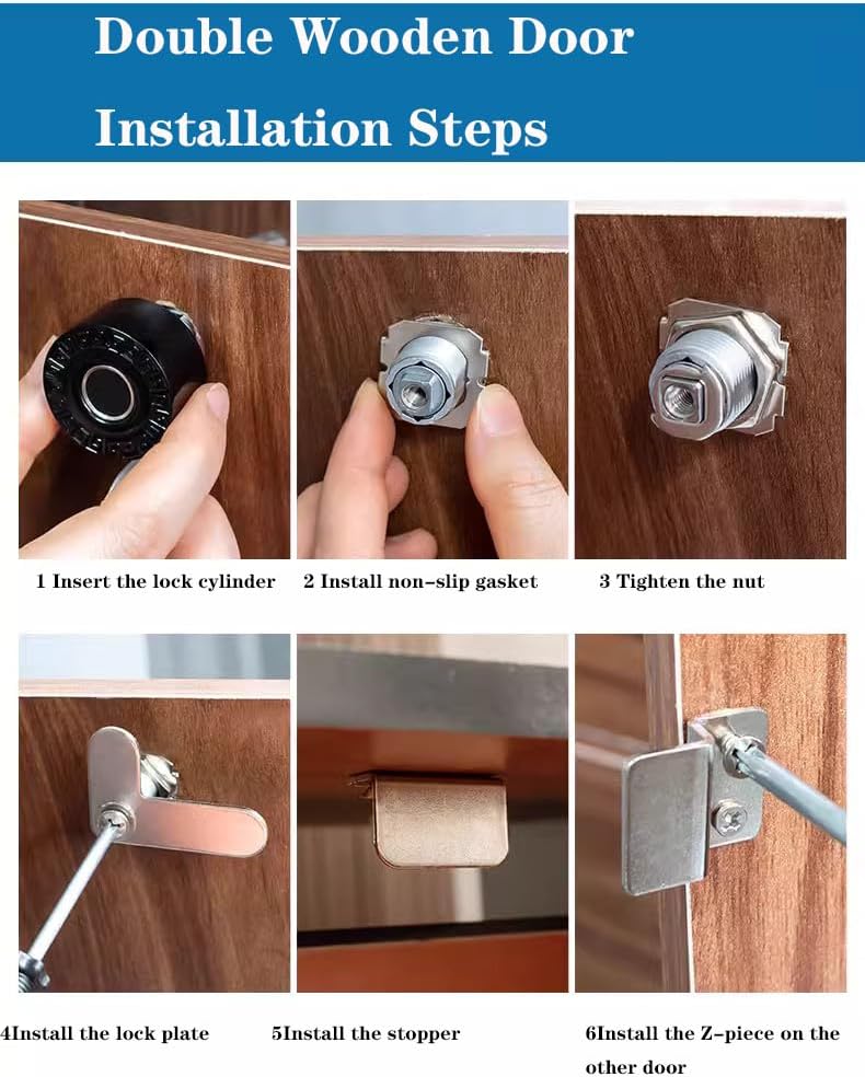 Fingerprint Cabinet Lock Electronic Fingerprint Lock Mechanical Keyless Drawer Lock Fingerprint Lock for Cabinet Mailbox File Sauna Drawer School Lockers DIY Wooden &Steel Furniture Privacy Lock (2)