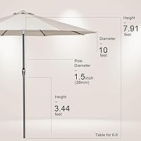 Vista 8 de Tempera - Sombrilla de jardín de 10 pies con inclinación automática y función de manivela, 8 varillas de acero