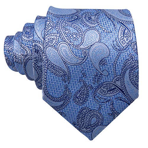 Image of Barry.Wang Paisley Tie Fashion Set Hanky Cufflinks Neckties for Men Woven Silk