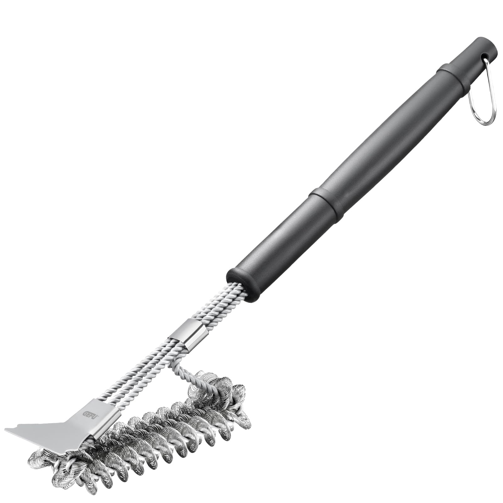 Gefu Silver Bbq Barbecue Brush, Bristle‑Free Grill Cleaning Brush With Power Spirals And Integrated Scraper