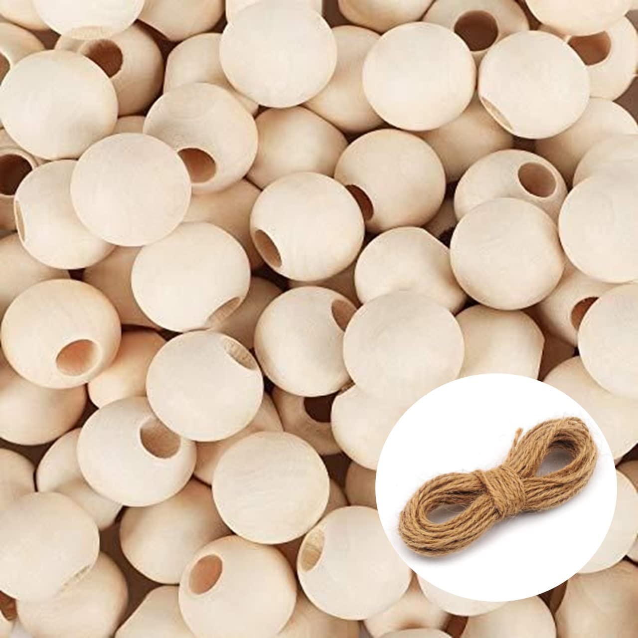 ecofynd 25mm, 50 Pieces Natural Wood Beads, Unfinished Loose Wood Beads for Craft Making, Home Décor, DIY Jwellery Making-image-33