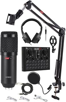 Lastvoice BM800 Live Head Set Effect Sound Card Microphone Headset Stand Recording Live Broadcast Set (PC and Phone)