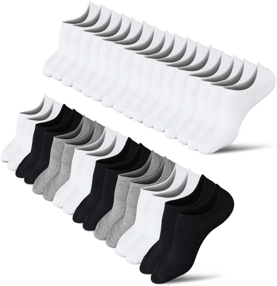 wernies No Show Socks Women Low Socks Non Slip Flat Boat Line 16 Pairs