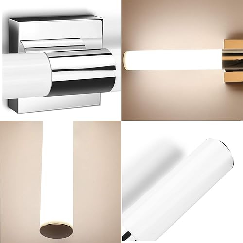 Miniatura 3 de YHTlaeh Lámparas LED de tocador de baño de 24 pulgadas cromo pulido 4000 K blanco natural moderno espejo de tocador de baño accesorios de luces