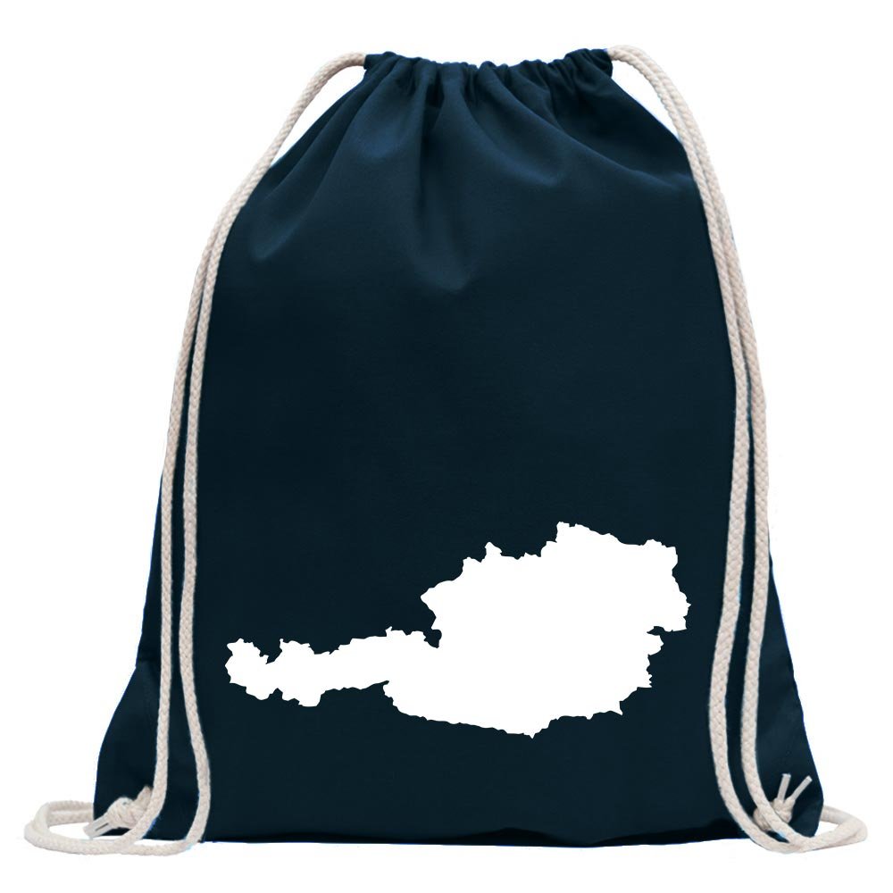 Kiwistar Turnbeutel Mit Österreich-Umriss – Baumwolle, 37x46cm, 12 Liter, Mit Ziehgurt, Viele Designs