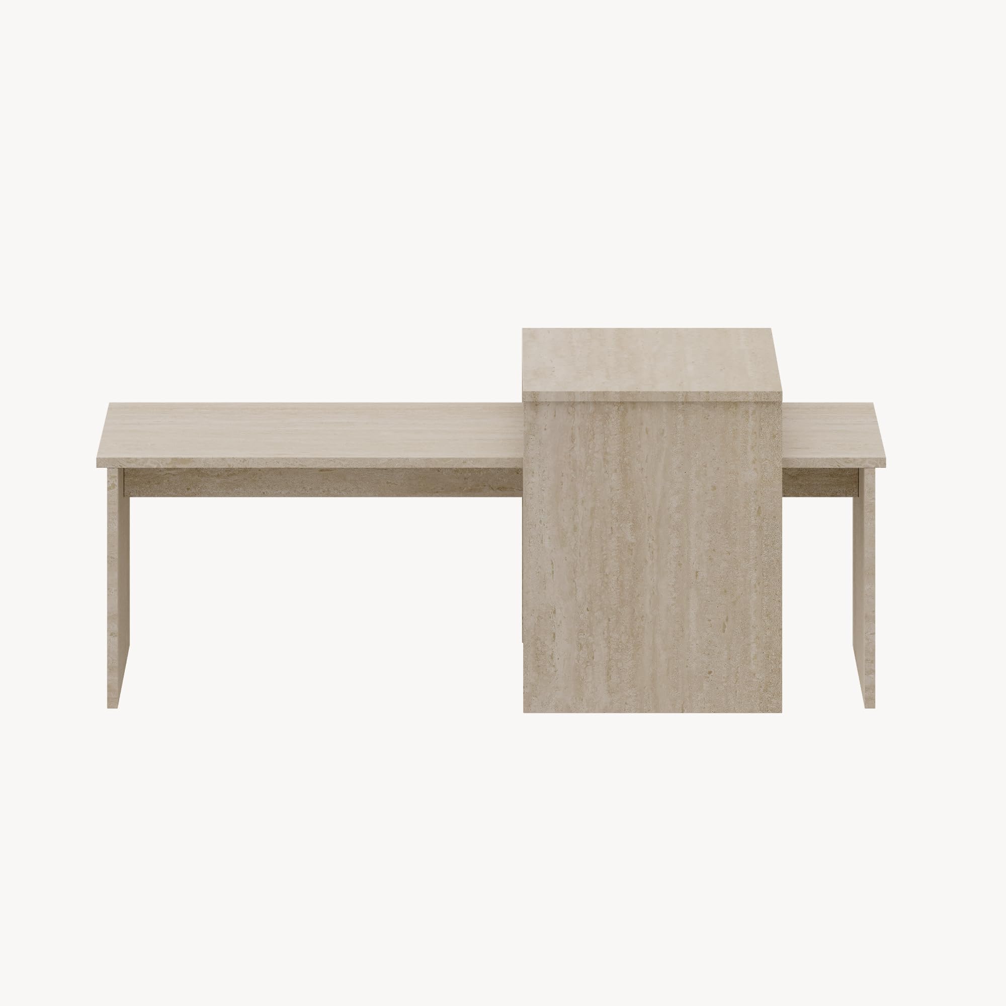 [en.casa] Set de 2 Tables Basses Gigognes de Tailles Différentes Ensemble de 2 Tables d'Appoint Design Intemporel pour Salon Chambre Panneau de Particules Mélaminé Travertin