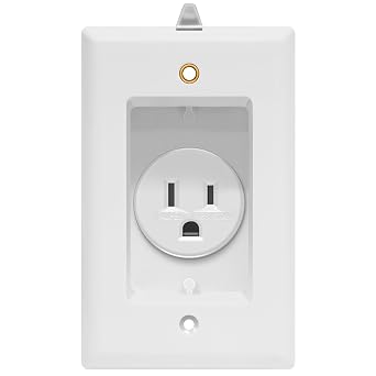TOPGREENER Recessed Single Receptacle Outlet with Clock Hanger Hook, Tamper-Resistant, Size 1-Gang 4.48" x 2.76", 15A 125V, TG115R31, White