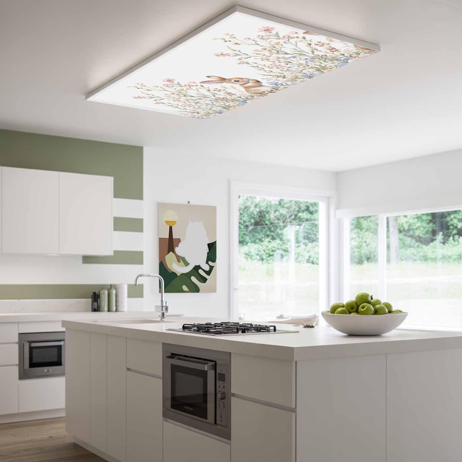 2x4 ft Fluorescent Light Cover for Ceiling Garden Floral Easter Bunny Magnetic Light Filters, Colorful Flower Spring Plant Ceiling Lampshades for Home School Office 4Pcs