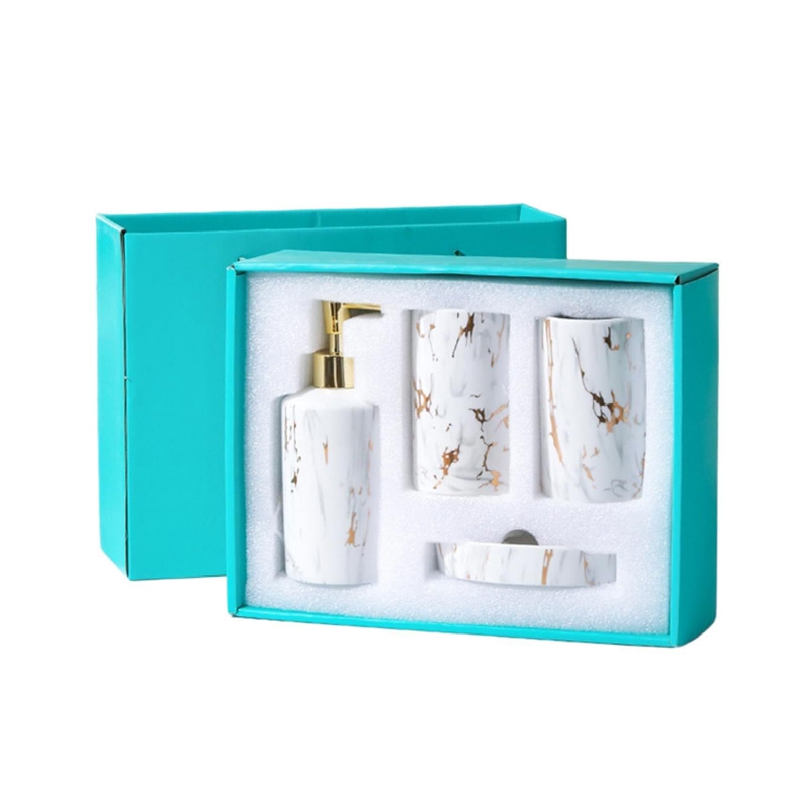Juegos de Accesorios de Baño Juego de 4 Piezas de dispensador de jabón de cerámica, Vaso for Cepillo de Dientes y Accesorios de baño con Plato Decorativo. Decoración Rústica(Badrum Set)