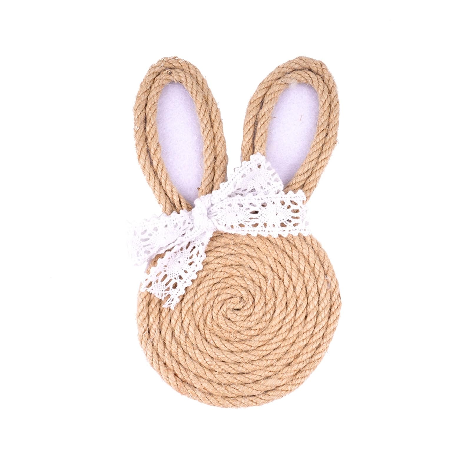 Osniyaw D Unique Easter Theme Coasters Woven Rope Non Woven Fabric Rabbit Shape Rink Coaster Gift For Housewarming Or Party Woven Rope Placemat