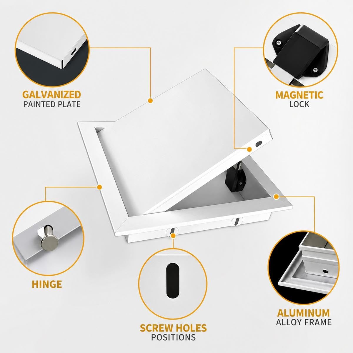Sportello Ispezione Metallo Nascosto, Sportello Contatore Gas ed Elettrico per Parete e Soffitto - Pannello Accesso Tecnico per Contatore, Caldaia e Manutenzione(Bianco,330x350mm)