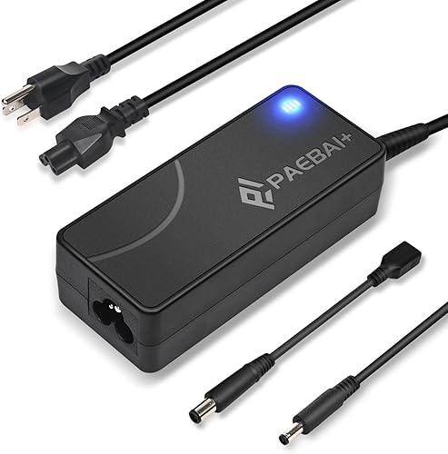 PAEBAI+ Cargador para portátil de 65 W y 45 W para Dell Inspiron serie 11 13 14 17 15 3000 5000 7000, Latitude 3320 3520 3420, XPS 12 13 conector