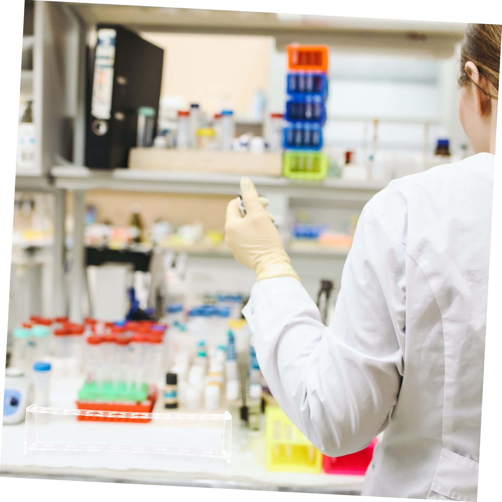 Veemoon Transparent Test Tube Rack for Sampling Tubes Single Row Holder for Storage for Science Projects and School Experiments