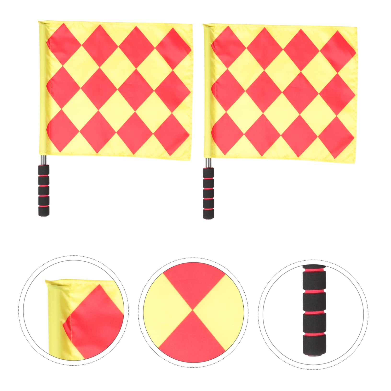 GOOHOCHY Commanding Referee Flag 2pcs Handheld Flags Metal Pole Foam for Racing Conducting Sports Games