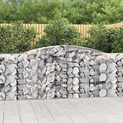 Homgoday Cestas de gaviones 25 uds Forma de Arco Hierro 400x50x100/120cm, Cesta Muro Gaviones, Gavión Jardinera Contenedor, Muro de Gaviones de Jardín, Vallado Cerca Patio