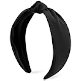 Black Knotted Headband Wide Top Knot Head Band Non Slip Plain Solid Color Hair Bands Fashion Hair Accessories for Women Girls