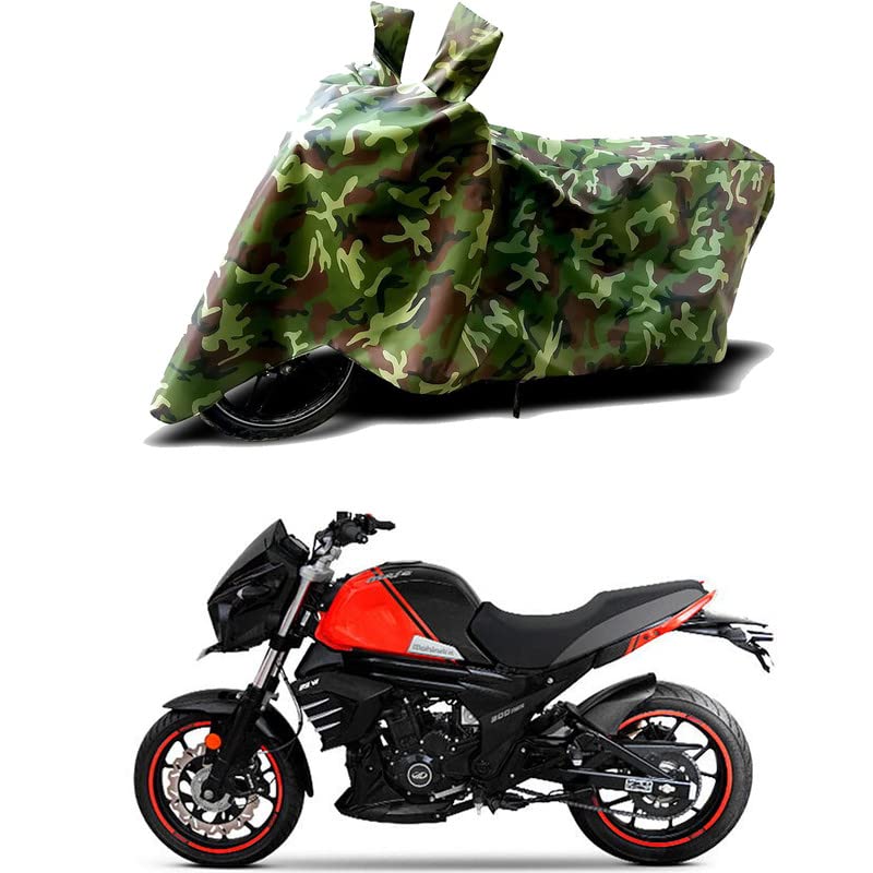 Image of 100% Water Resistant Full Bike Scooty Two Wheeler Body Cover Compatible For Mahindra Mojo 300 /UV-Rays /Heat Protection /Birds Dropping /Scratchproof /Dust proof /Waterproof /All Varient[Green MJ]
