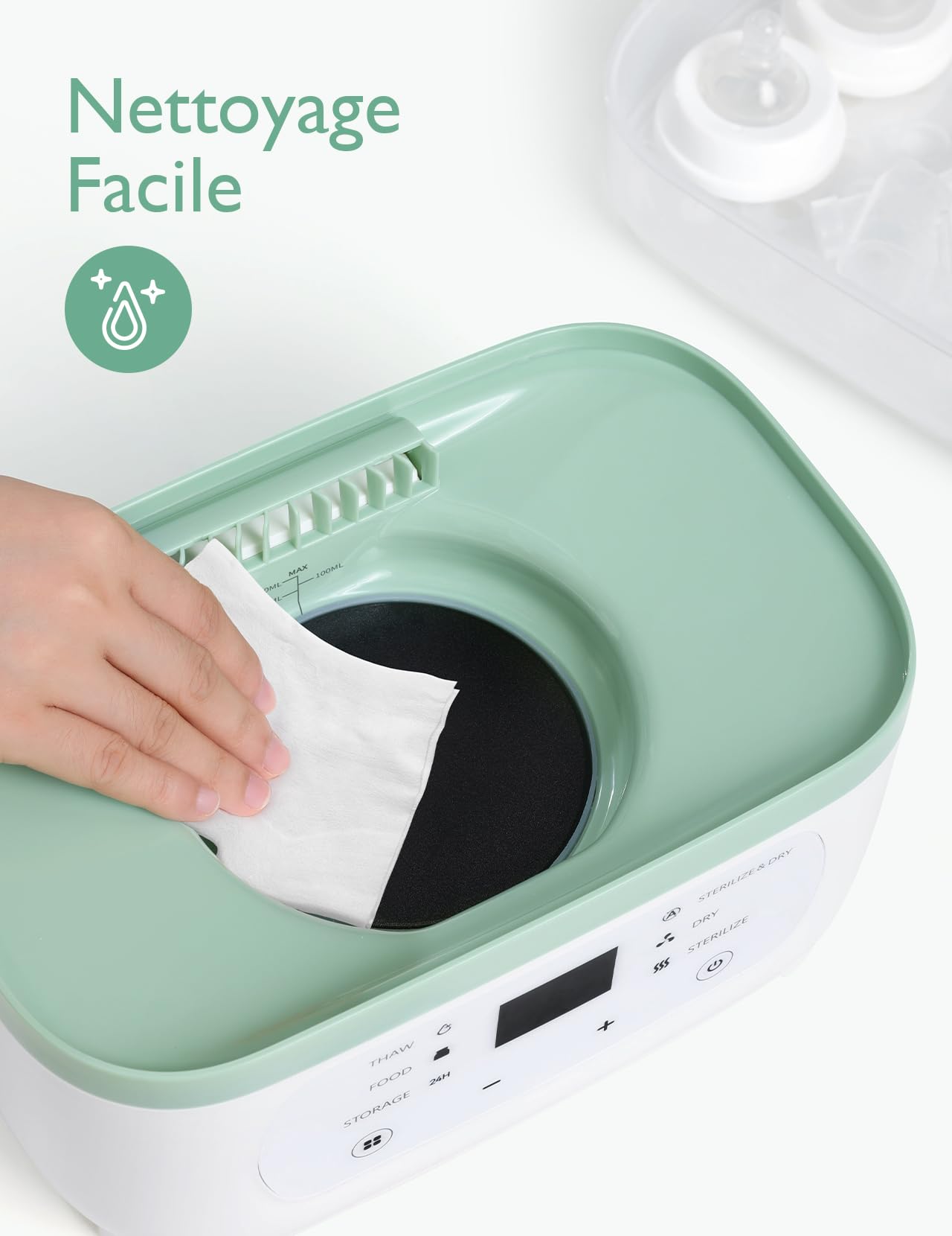 Momcozy Stérilisateur Biberons Électrique 2-en-1, 8 Bouteilles, 30 Min | Séchoir, Séchage rapide, Tire-lait, Tétines, Jouets, Multifonction, Compact, Bébé, Nouveau-né, Sans BPA, Hygiène, Cadeau, Lot