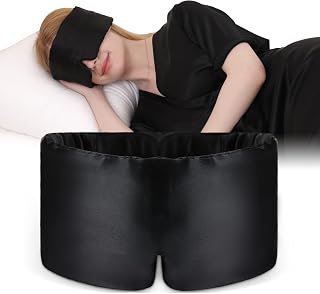 DAISYSILK Mulberry Silk Sleep Mask – 100% Silk Sleep Masks for Women, Anti-Wrinkle, Light Blocking Eye Cover, Adjustable for Travel & Beauty(Black)