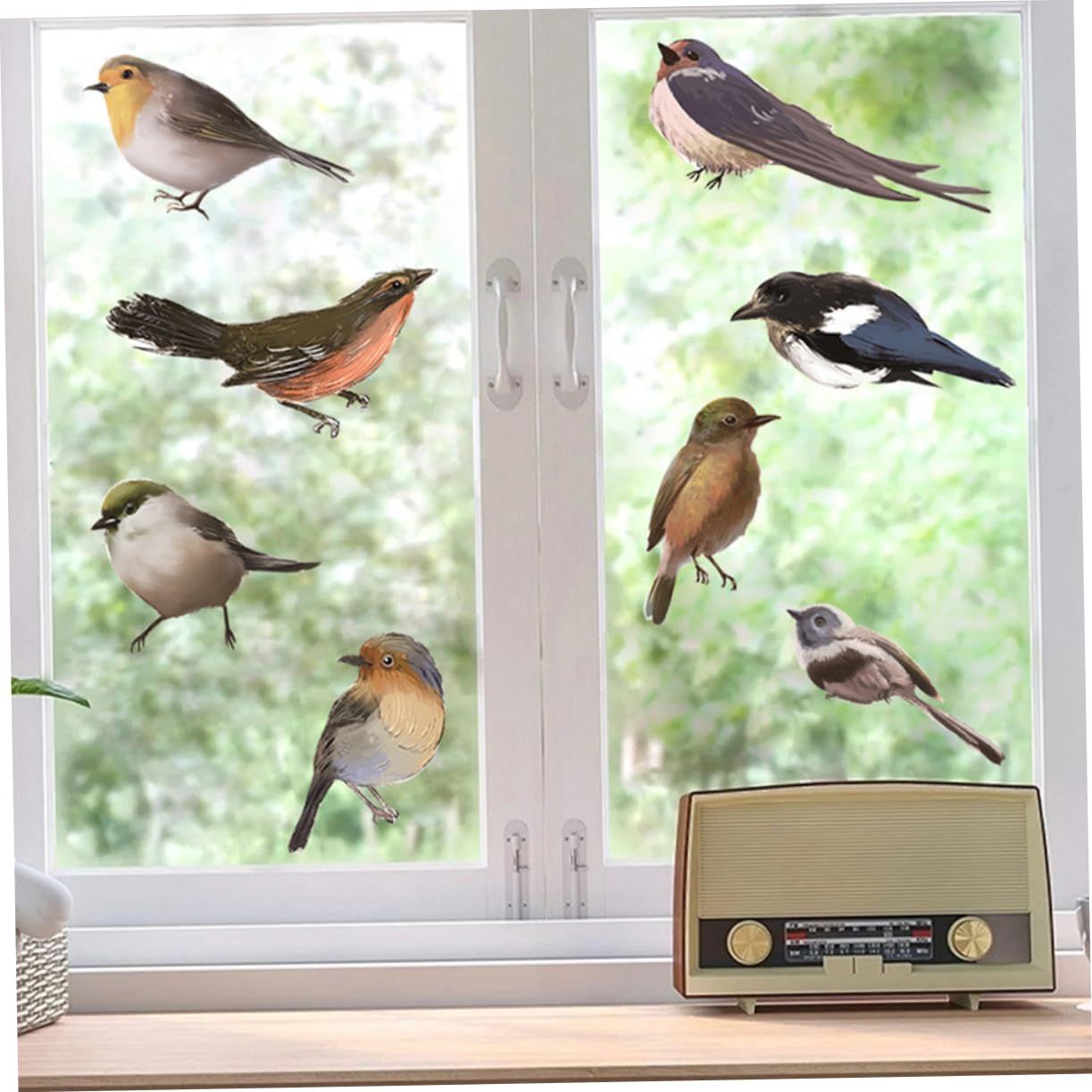 SHINEOFI Pegatinas En Las Ventanas Calcomanías Ventana Se Aferra Decoraciones Pegatizas De Pájaros De Ventana Anti-colisión Decoración De Ventanas De Polivinilo 2 Hojas*4