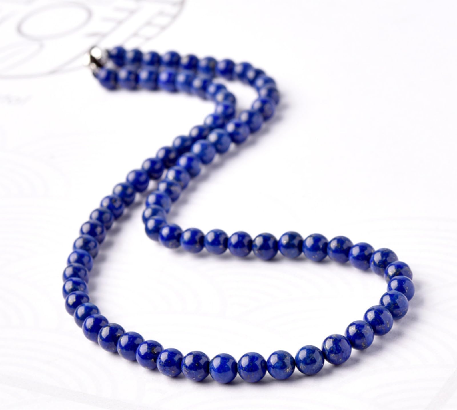 Collar de Cuentas de Cristal para Mujer y Hombre, Collares de lapislázuli Natural, joyería de Cuentas Hecha a Mano para Verano, Playa y Conjuntos de Capas,5.5mm