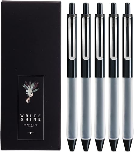 Bolígrafos de gel de punta de aguja con agarre suave, bolígrafos de tinta de secado rápido, tinta negra de punta fina de 0.020in, barril negro, 5