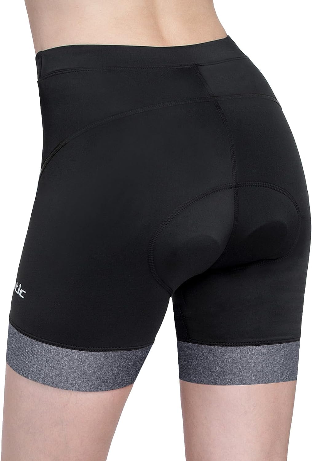 Santic Spodenki rowerowe wyściełane damskie spodenki rowerowe legginsy rowerowe krzyż talia sportowa bielizna do jazdy konnej czarny/szary, Czarny/Szary, XS