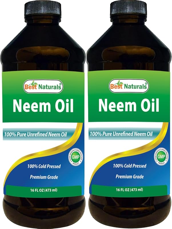 Best Naturals Óleo de Neem Puro, Prensado a Frio e Não Refinado, Pacote com 2 Frascos de 473 mL