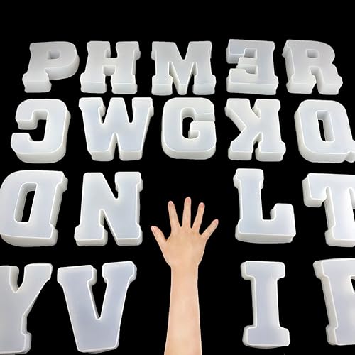 ESEDAGE Paquete de 26 moldes de letras inglesas de 6 pulgadas, molde de silicona para letras de 26 letras, molde hecho a mano, molde de resina de