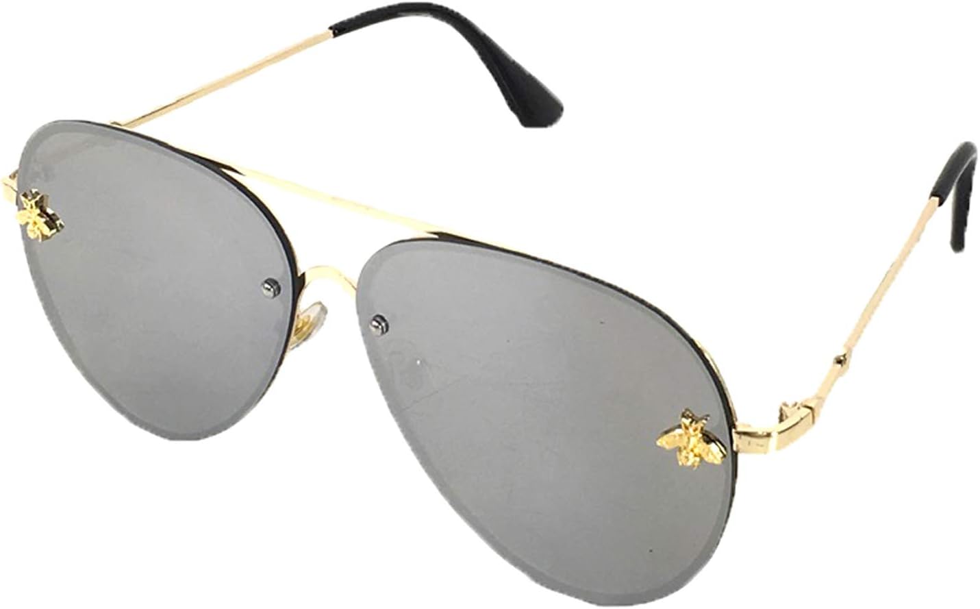 Women's Beehave Bee Charm Mirrored Aviator Sunglasses, Silver