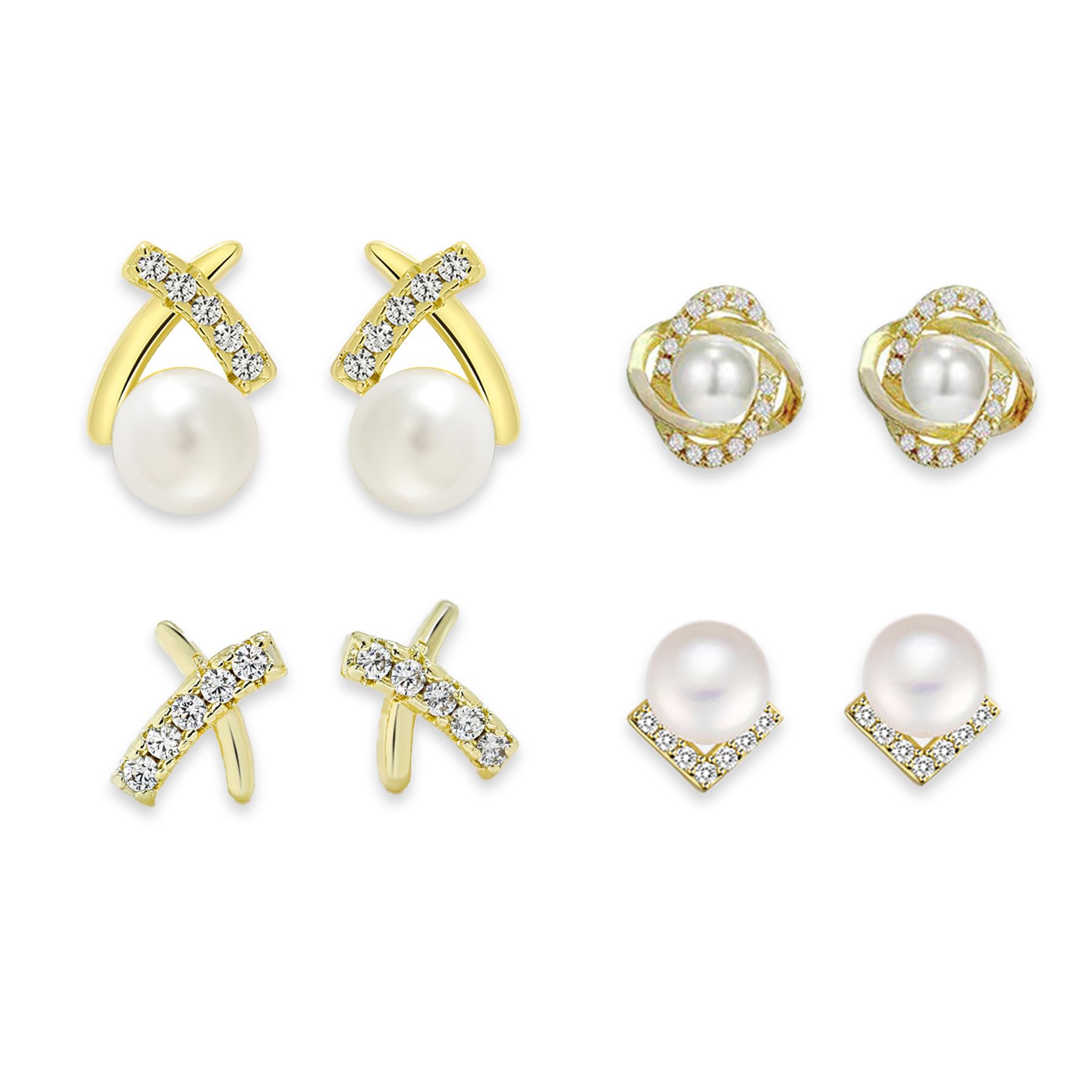 Pearl Earrings For Women - 4pcs Silver Pearl Earrings Studs For Women,small Pearl Earrings Sterling Silver,pearl Earrings For Women Studs Set,freshwater Pearl Stud Earrings For Any Occasion.