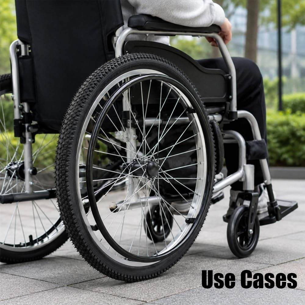 24" X 1.95" Hinterräder Für Rollstuhl, 2 Stück Ersatzteile Für Luftreifen Ersatz, All-Terrain-Rollstuhlreifen Für Drinnen Und Draußen