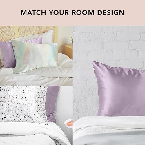 Vista 95 de Kitsch - Funda de almohada de satén con cremallera de tamaño queen/estándar, para el cabello y la piel, funda refrescante más suave que la seda