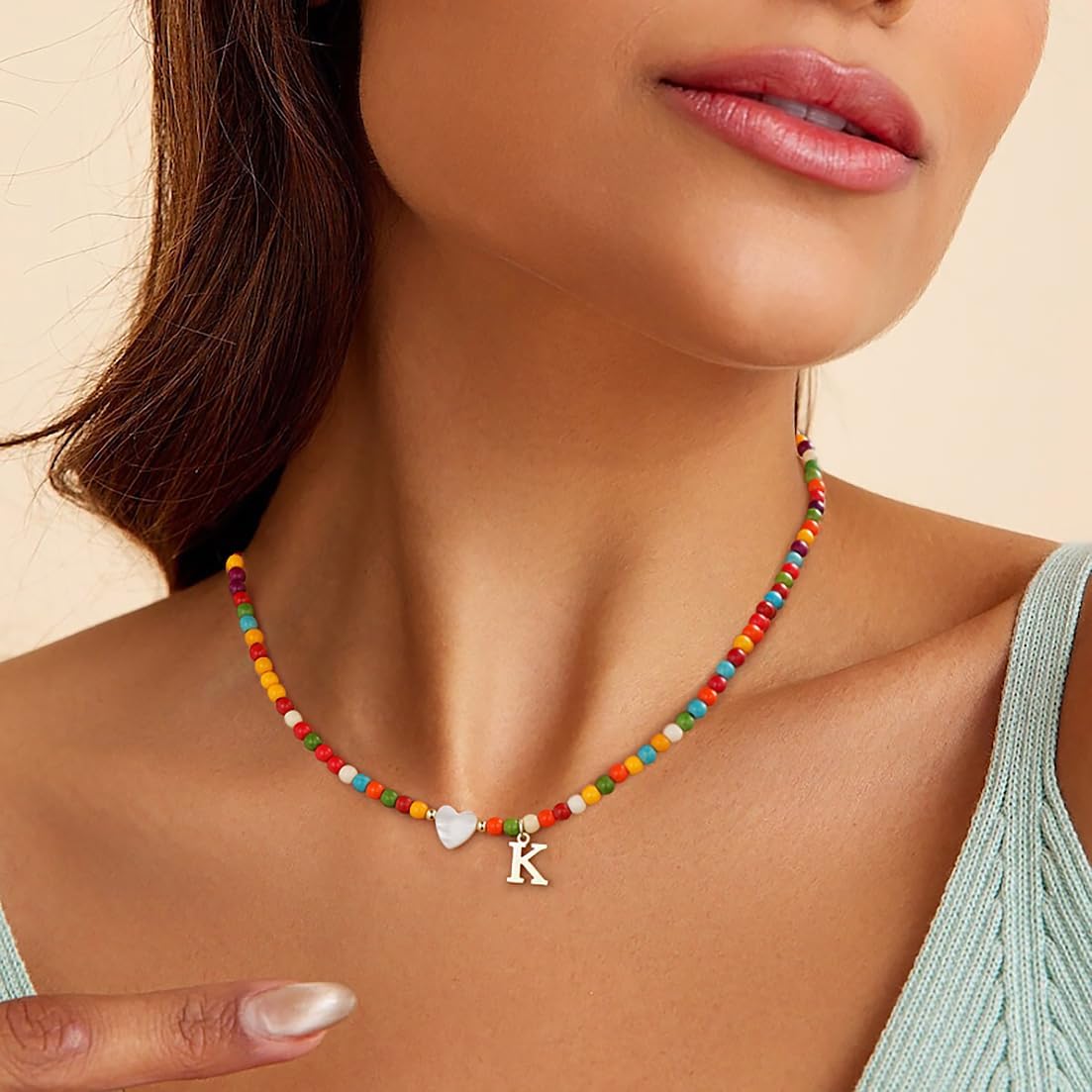 Colorful Initial Necklaces for Girls Women - Teen Girl Gifts Trendy Stuff, Dainty Bohemian Beaded Letter Necklace Personalized Gifts for Girls Women Jewelry Birthday Gifts - Image 3