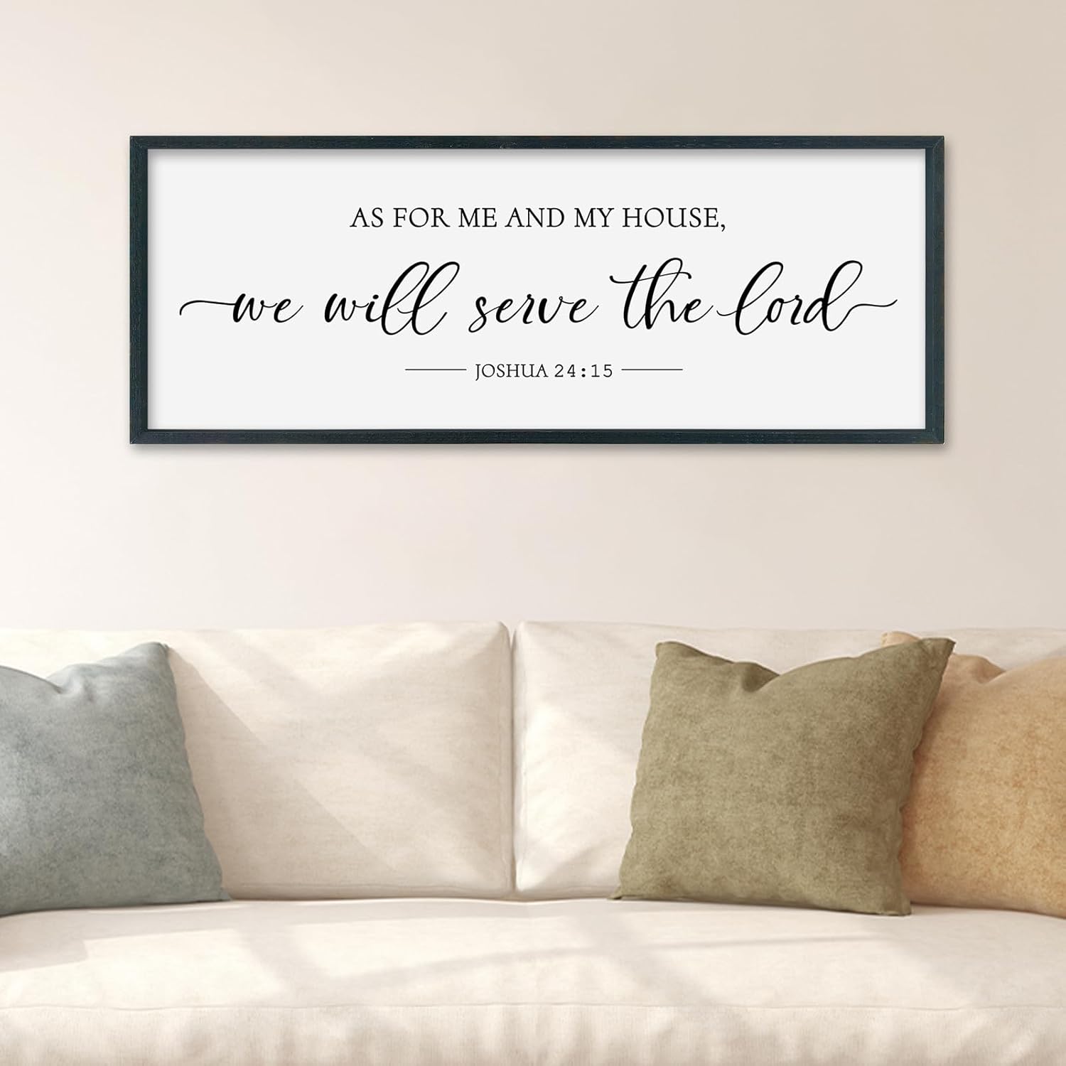 SRSZHIYUE As For Me And My House We Will Serve The Lord Sign Wall Decor, 32"×12" Horizontal Religious Bible Verse Scripture Christian God Jesus Christ Prayer, Rustic Holy Catholic Living Room Wall Art (Black) 32"L x 12"W As For Me And My House(Black)
