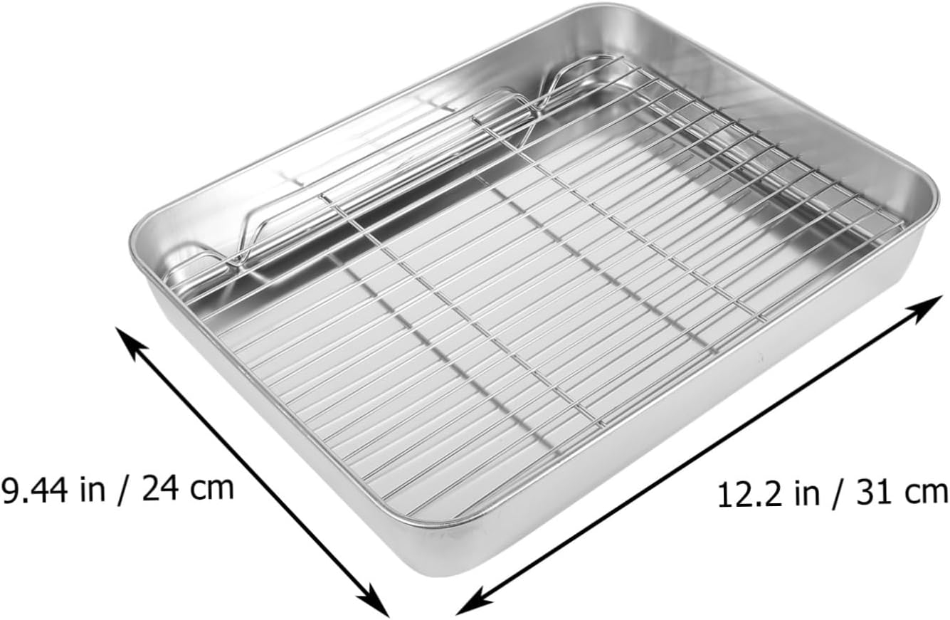 Zerodeko 1set Home Steaming Tray Kitchen Tray Baking Accessory Flat Bottom Baking Pan Stainless Steel