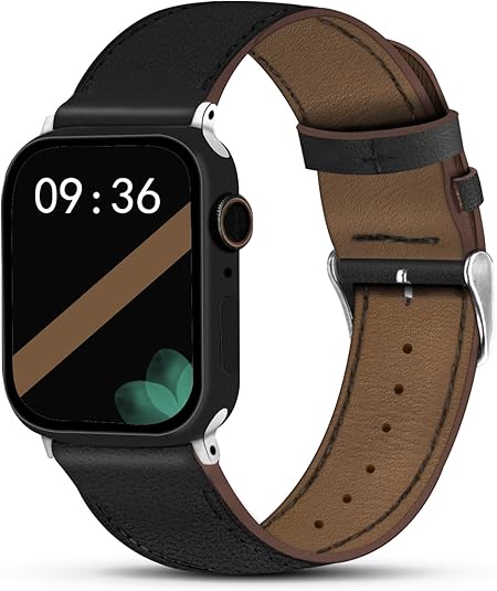 Genuine Leather Band Compatible with Apple Watch Bands for Women Men 49mm 46mm 45mm 44mm 42mm 41mm 40mm 38mm, Soft Leather Replacement Strap for iWatch Ultra/SE/Series 11 10 9 8 7 6 5 4 3 2 1