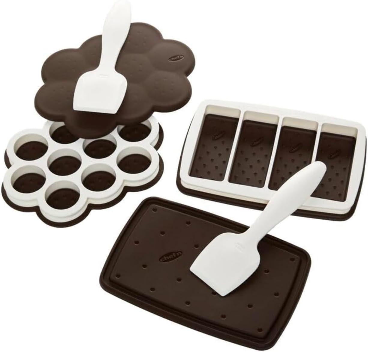 Chef'n Sweet Spot Ice Cream Sandwich Maker - Set of 2, Brown | Craft Homemade Ice Cream Sandwiches with Ease | Gift for Family Fun and Parties