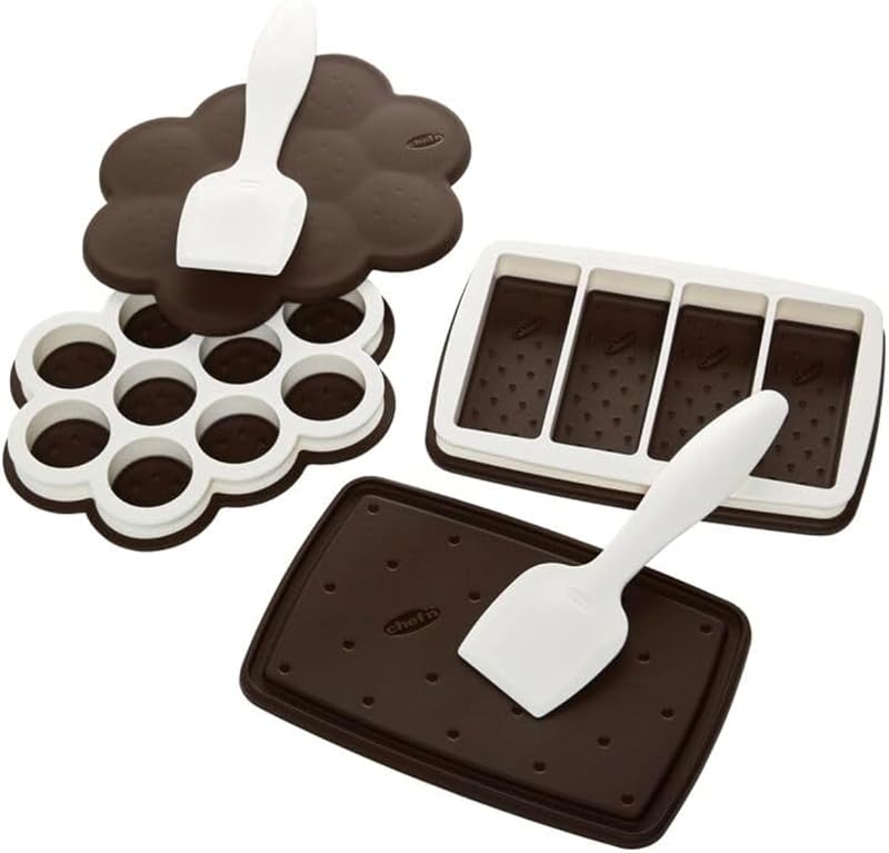 Sweet Spot Ice Cream Sandwich Maker - Set of 2, Brown | Craft Homemade Ice Cream Sandwiches with Ease | Gift for Family Fun and Parties