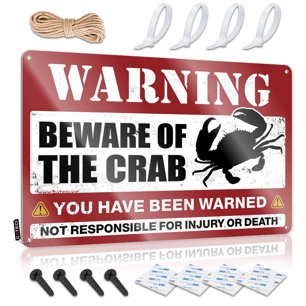 Funny Saying Tin Signs Beware Of Crab Tin Sign Bar Rules Sign Garage Signs For Men Funny(30X40CM)