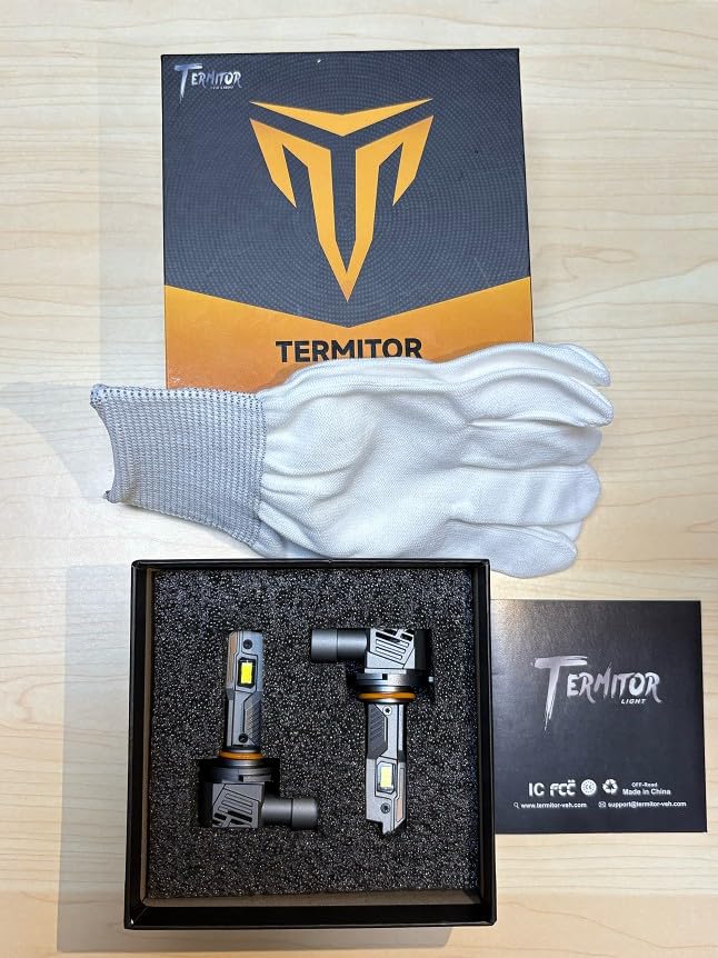 Image of Termitor 9005 /HB3 Light Bulbs, 50,000LM 12X Super Brightness, 1:1 Mini Size with Cooling Fan, 6500K Cool White, IP68, Plug and Play, 95%+ Vehicle Adaptability, 9005 Special Bulbs, Pack of 2