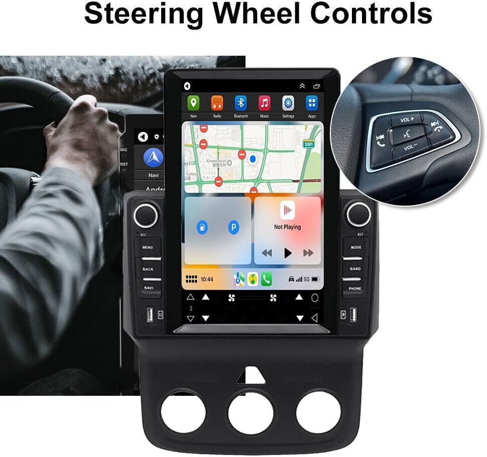 Android 13 Car Radio Stereo Player for Dodge Ram 1500 3500 2013-2019 9.7 Inch LCD Touchscreen Monitor Radio Stereo Navigation with Wireless Carplay and Android Auto GPS/WiFi/Bluetooth/Am/Fm(2+32G)