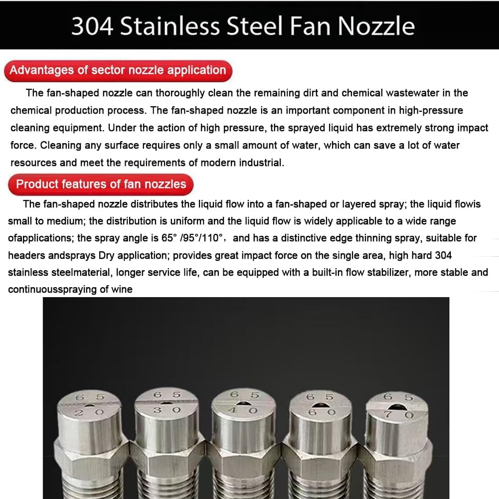 65&deg;調整可能なファンスプレーを備えた耐久性のある304ステンレススチールノズル - 自動車洗浄および表面処理用の産業用グレード 1