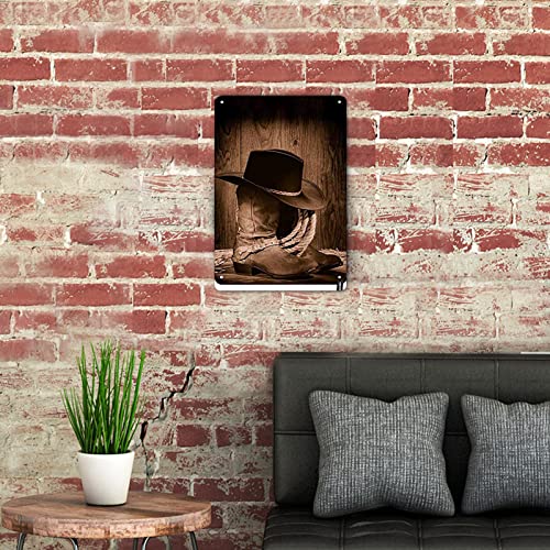 Metal Tin Sign Vintage Cowboy Black Old Rope Antique Wood Barn Nostalgic American West Art Home Bars Cafes For Home, Living Room, Garden, Bedroom, Office, Hotel, Cafe And Pub Wall Decor 12" X 8" #TOP6