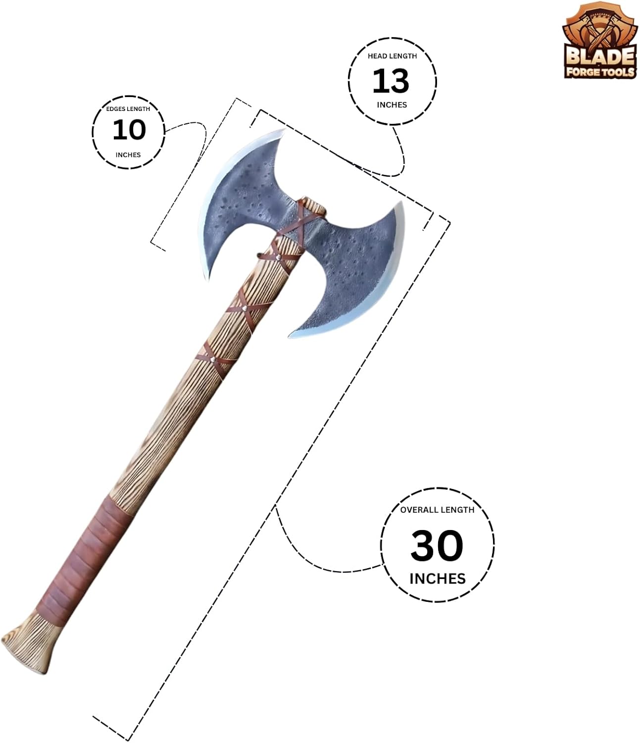 Double Sided Axe, Hand Forged Steel Axe, Medieval Warrior Axe, Viking Axe, Double Head Axe, Comes with Leather Sheath, Best for Hunting, Camping, and Birthday Gift