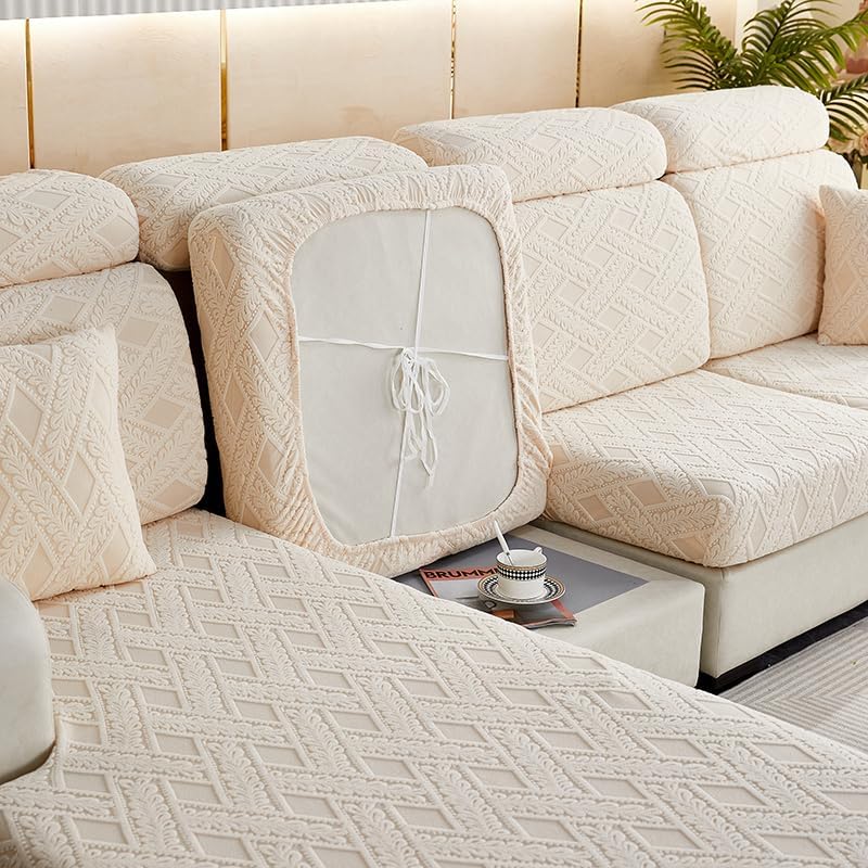Miniatura 3 de INFLAG Funda universal resistente al desgaste, funda elástica para sofá modular en forma de L, antideslizante y resistente al desgaste (beige, funda