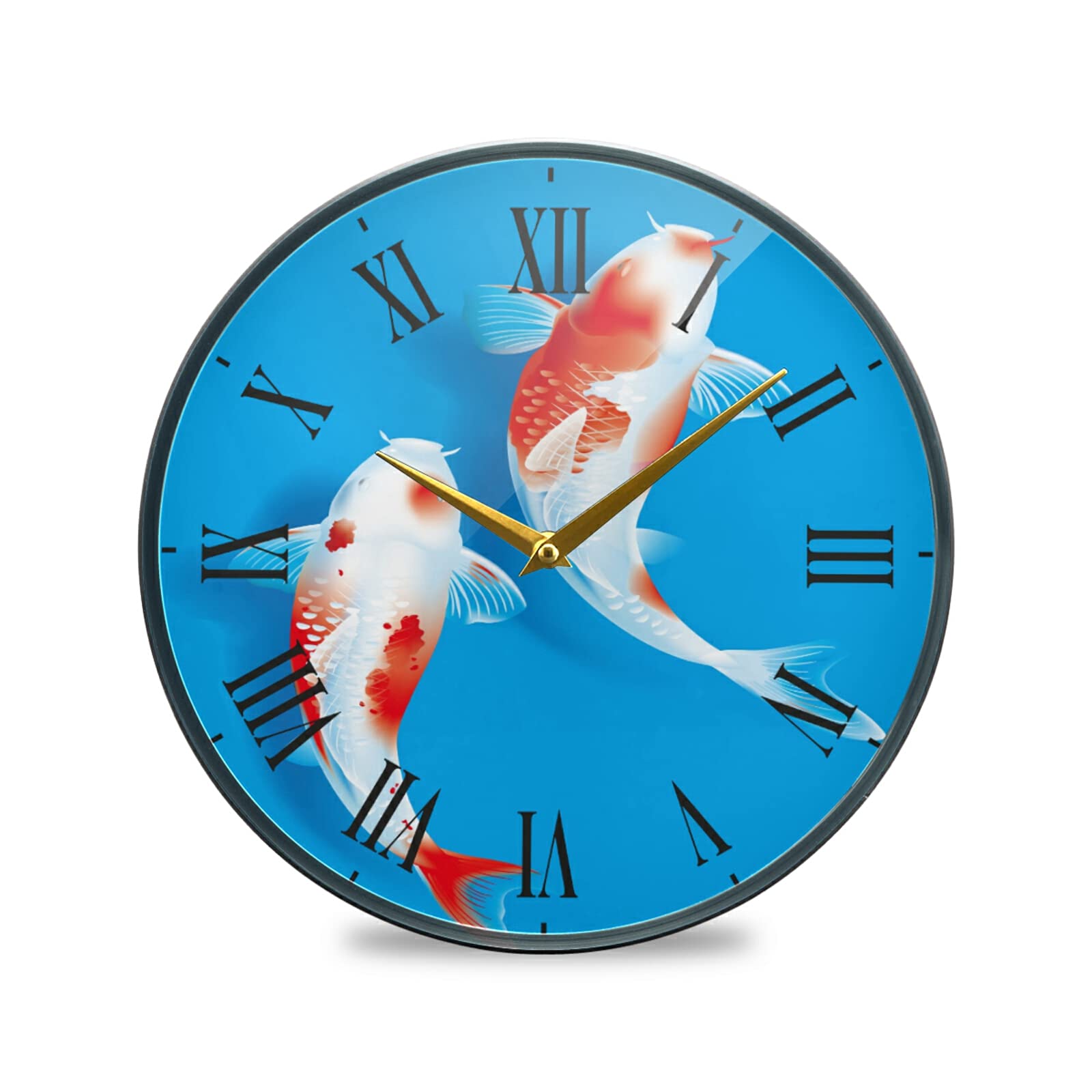 Horloge de mur pour garcons et filles decoration bassin poisson koi